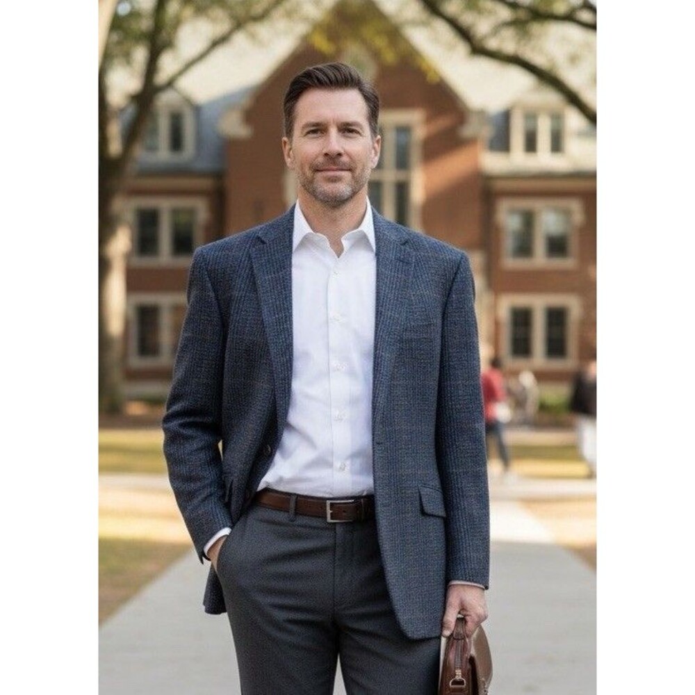 MOON + JOS A BANK 1905 Mens 48R Glen Plaid Slim Fit Tweed Wool & Cotton Blend